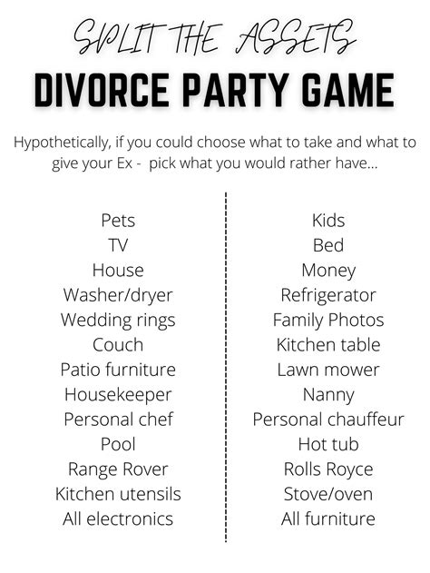 Divorce Party Game Would You Rather Download And Print Etsy