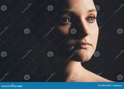 Female Face Woman Mystery Confident Lady Dark Stock Image Image Of