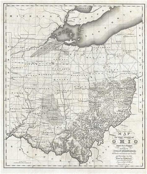 Map Of The State Of Ohio Drawn By A Bourne Including The Indian