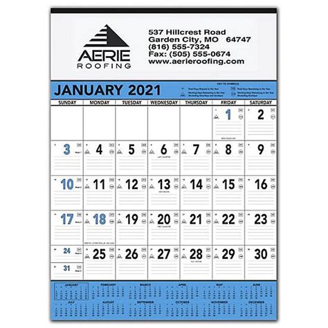 2021 Blue And Black Contractors Memo Calendar Printed And Personalized