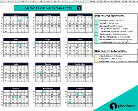 Calendario Laboral Comunidad Valenciana 2023 En Excel Gratis