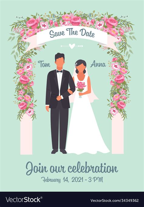 Wedding Invitation Poster Solemn Happy Wedding Vector Image