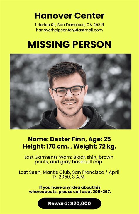 free old missing poster