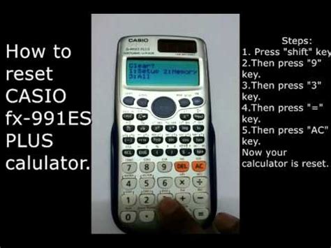 Is there any kind of other hacks for casio. how to reset Casio fx 991ES PLUS calculator - YouTube