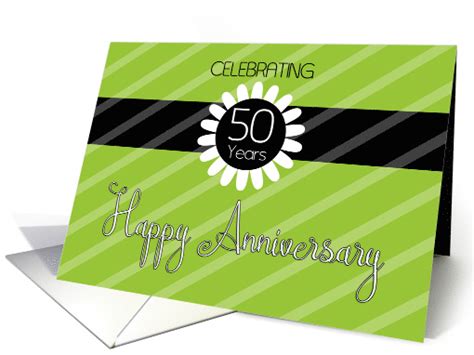 Employee Anniversary 50 Years Vibrant Green Stripes Card 1446014