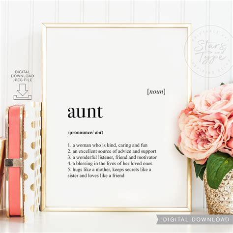 Aunt Definition Dictionary Meaning Printable Art T For Etsy