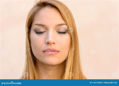 Serene Woman With Her Eyes Closed Relaxing Stock Photo Image Of Adult