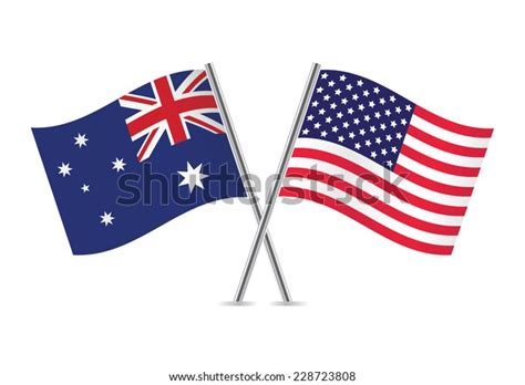 American Australian Flags Vector Illustration Stock Vector Royalty