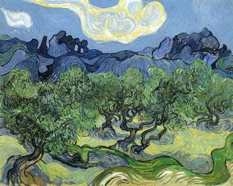 Olive Trees With The Alpilles In The Background By Vincent Van Gogh