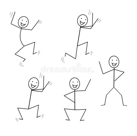 Happy Dancing Stick Man Isolated On White Backgroun Stock Vector