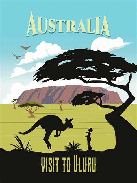 Australia Travel Poster Retro Artwork Vintage Wall Art Minimalism