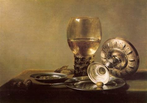 Still Life With Wine Glass And Silver Bowl Painting Pieter Claesz Oil
