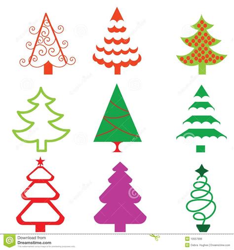 Stylized Funky Christmas Tree Icons Stock Vector