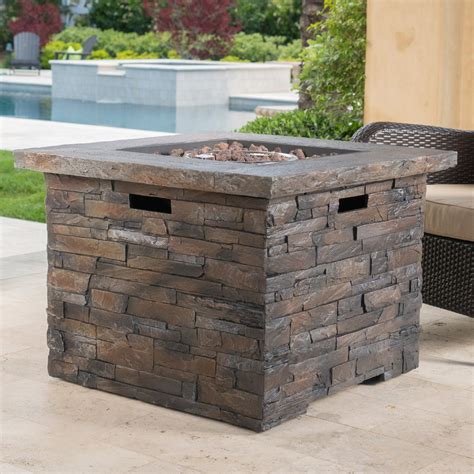 Blaeberry Outdoor Square Natural Stone Fire Pit