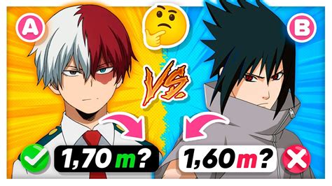 Guess Who Is Taller Guess The Taller Anime Character Quiz Youtube