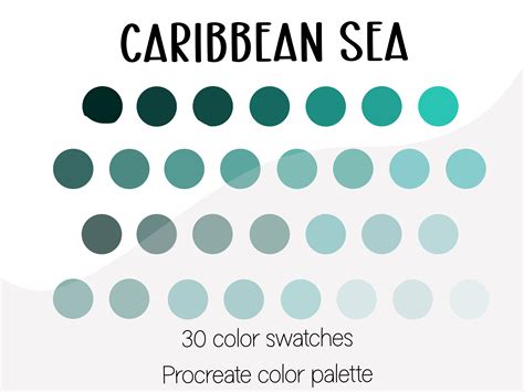 Caribbean Sea Color Palette 30 Colors Gráfico Por Saturnine Sun