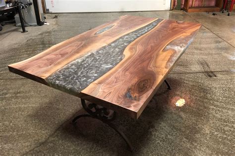 Black Walnut Epoxy River Dining Table Resin Table Etsy Wood Resin