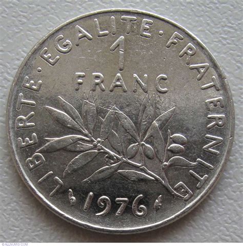 1 Franc 1976 Fifth Republic 1971 1985 France Coin 869