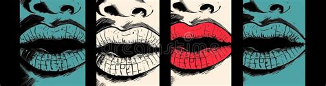 Lipstick Woman Art Lips Kiss Template Poster Female Illustration Mouth
