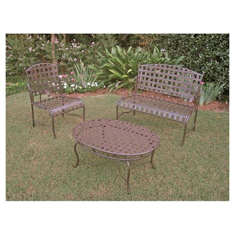 3 Piece Wrought Iron Patio Furniture Lounge Seating Group Set