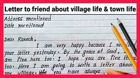 Letter To Friend About Village Life And Town Life How To Write Letter