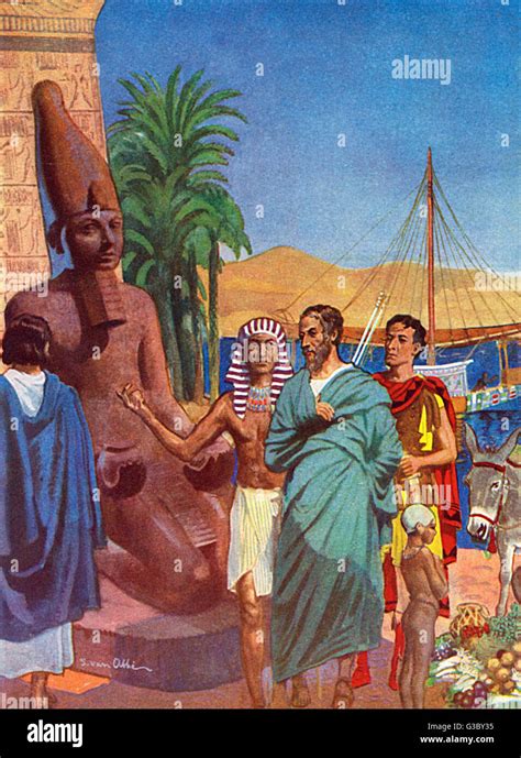 Herodotus Ancient Greek Traveller And Historian Visiting Aswan In