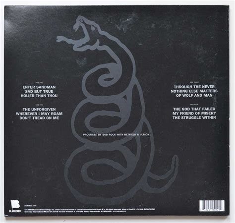 Metallica The Black Album Lp Grams Audiophile Blackened Records
