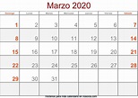 Calendario marzo 2020 Con Festivos Imprimir | Nosovia.com