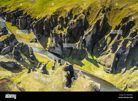 Aerial View Of Fjadrargljufur Canyon Iceland Stock Photo Alamy