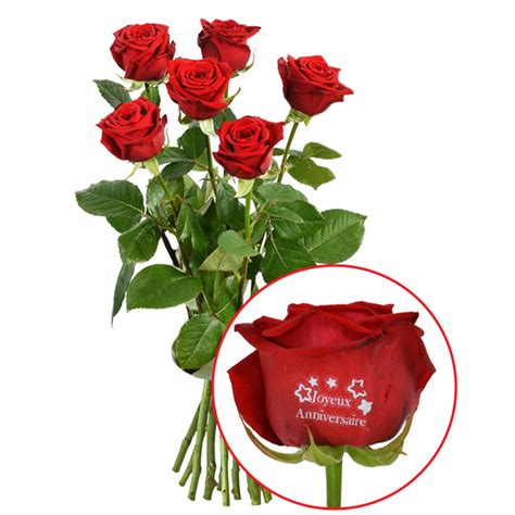 Nous vous proposons également une gamme « petits prix », mais aussi en exclusivité des roses imprimées ou encore des compositions de bonbons. Bouquet de roses "5 + 1 ROSE MARQUEE JOYEUX ANNIVERSAIRE ...