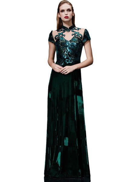 Check out our green wedding dress selection for the very best in unique or custom, handmade pieces from our dresses shops. Velvet Evening Dress Illusion Sequin Mother's Dress Dark ...