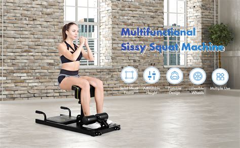 gymax deep sissy squat machine 8 in 1 multifunction sissy squat bench leg exercise machine for