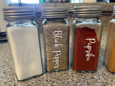 Custom Spice Jar Set Kitchen Decor Spice Jars Set Of 6 Jars Etsy