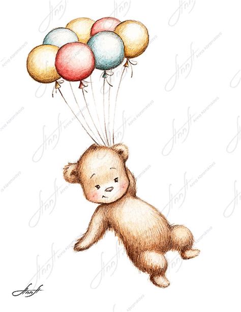Bear clip art images for teachers, classroom lessons, websites, scrapbooking, print projects, blogs bear clip art. The drawing of teddy bear flying with colorful balloons.