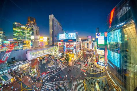 Shibuya Crossing From Top View At Twilight In Tokyo Japan Editorial