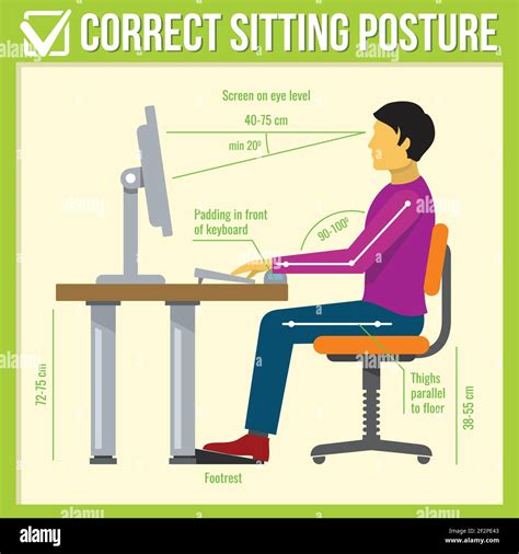 correct health sitting posture body in infographics style vector illustration stock vector