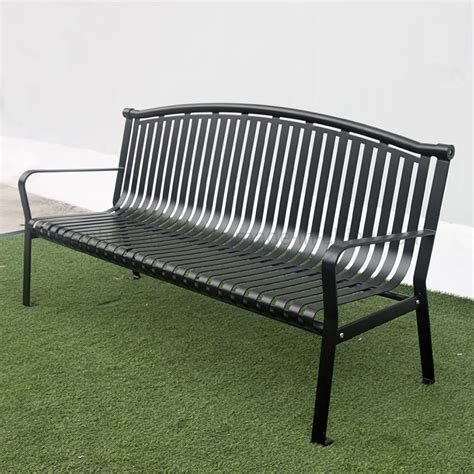 Metal Outdoor Park Seating Flat Steel Public Curved Benches China Curved Outdoor Bench And