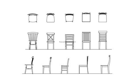 5 Wooden Chairs Free Cad Drawings