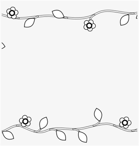 Flowery Border Black And White Clipart