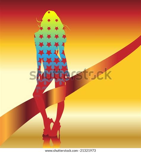 Sexy Girl Silhouette Ribbon Between Her Stock Illustration 21321973