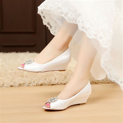 And this is the best designer bridal wedges we can find. satin wedding shoes bridal shoes Comfortable wedge shoes ...