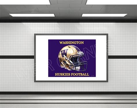 Washington Huskies Football Helmet Watercolor Wall Art Wall Decor Ncca