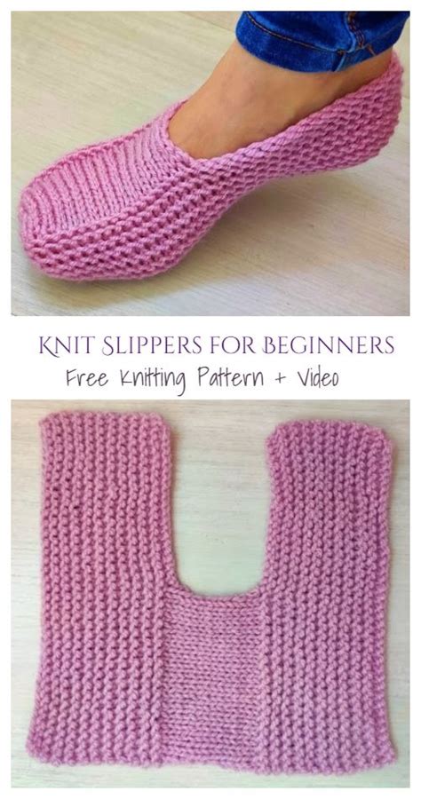 Knit One Piece Slippers Free Knitting Pattern Video Knitting