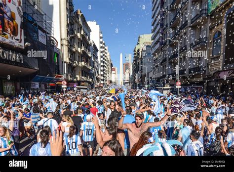 Argentina Fans In Buenos Aires Celebrate Their Team Defeating France To Win The World Cup 2022