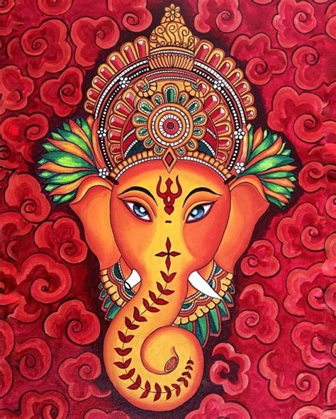 Ganesha Kerala Mural Painting Ganesh Art Paintings Indian Art Paintings