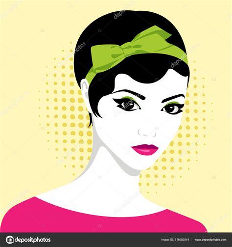 Beautiful Woman With Ribbon In Her Hair Stock Illustration By Marzacz