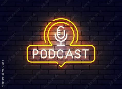 Podcast Neon Sign Bright Signboard Light Banner Podcast Logo Neon