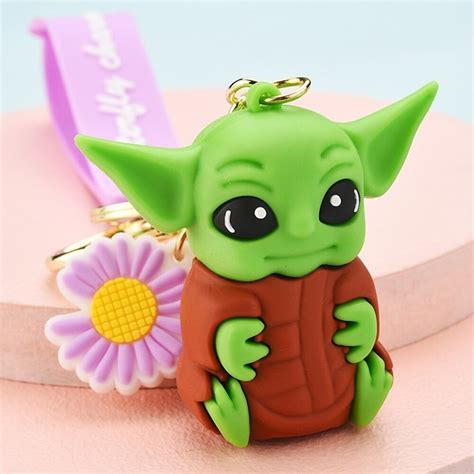 Baby Yoda Grogu Keychain The Mandalorian Cute Yoda Silicone Etsy