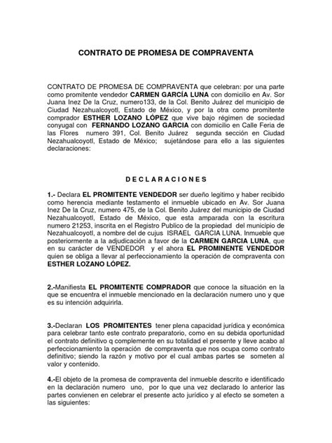 Contrato De Promesa De Compraventa Derecho Civil Sistema Jurídico