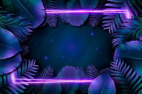 Download Purple Neon Frame With Leaves For Free In 2020 Neon Light